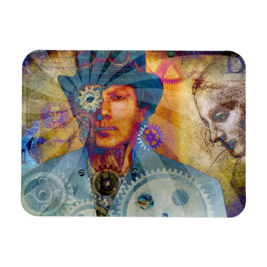 Steampunk Psychedelic Gear Magnet Magneet (Horizontaal)