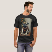 Steampunk Pug Hond Portret II T-shirt (Voorkant volledig)
