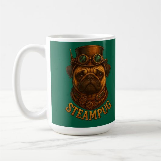 Steampunk Pug Retro vintage design "Steampug" Koffiemok (Links)