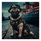 Steampunk Pug Shipmaster Portret Perfect Poster (Voorkant)