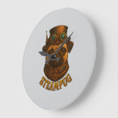 Steampunk Pug Wall Clock - vintage "Steampug" Grote Klok (Hoek)
