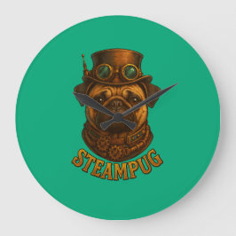 Steampunk Pug Wall Clock - vintage "Steampug" Grote Klok