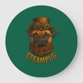 Steampunk Pug Wall Clock - vintage "Steampug" Grote Klok