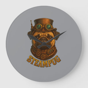 Steampunk Pug Wandklok - vintage "Steampug"
