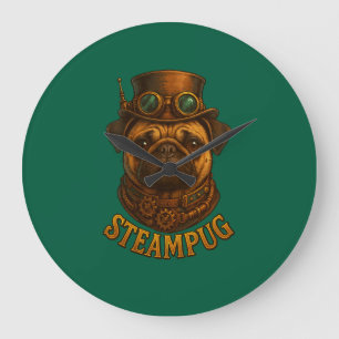 Steampunk Pug Wandklok - vintage "Steampug"