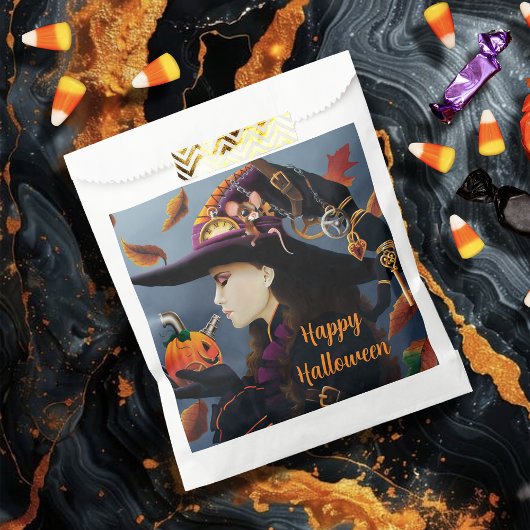 Steampunk Pumpkin Witch Bedankzakje