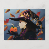Steampunk Pumpkin Witch Briefkaart (Voorkant)