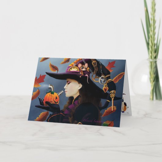 Steampunk Pumpkin Witch Kaart (Voorkant)