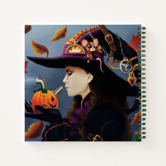 Steampunk Pumpkin Witch Notitieboek (Achterkant)