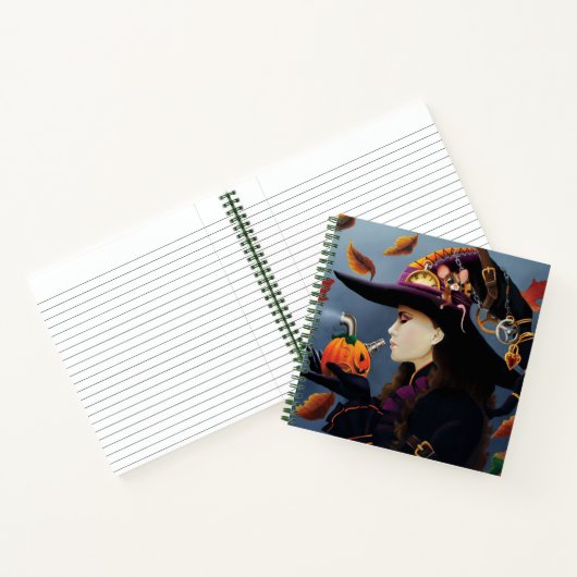 Steampunk Pumpkin Witch Notitieboek (Binnen)