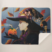 Steampunk Pumpkin Witch Sherpa Deken (Voorkant (horizontaal))