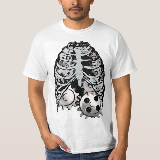 Steampunk Punk borst met tandwielen T-shirt (Voorkant)