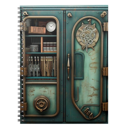 Steampunk puzzeldeur ongewone koperen boeken notitieboek (Voorkant)