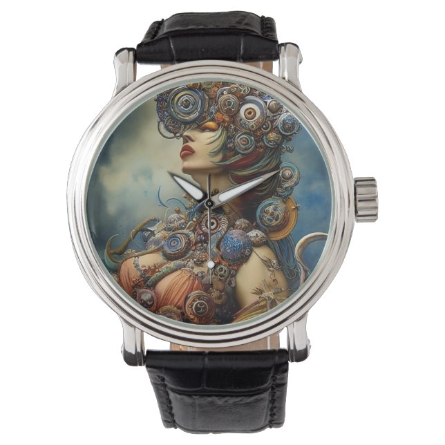Steampunk Queen Art Watch Horloge (Voorkant)