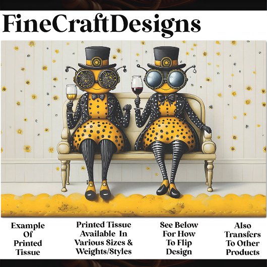 Steampunk Queen Bees + Wijn AM7 Decoupage Tissuepapier