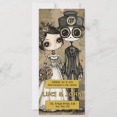 Steampunk Quirky Wedding Invites Kaart (Voorkant)