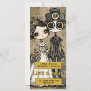 Steampunk Quirky Wedding Invites Kaart