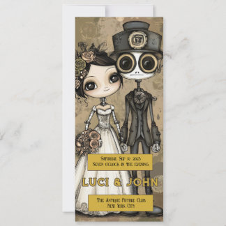 Steampunk Quirky Wedding Invites Kaart