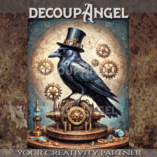 Steampunk Raaf Decoupage Tissuepapier