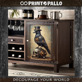 Steampunk raaf met hoge hoed en schedel - tissuepapier