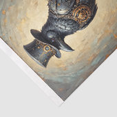 Steampunk raaf met hoge hoed en schedel - tissuepapier (Detail)