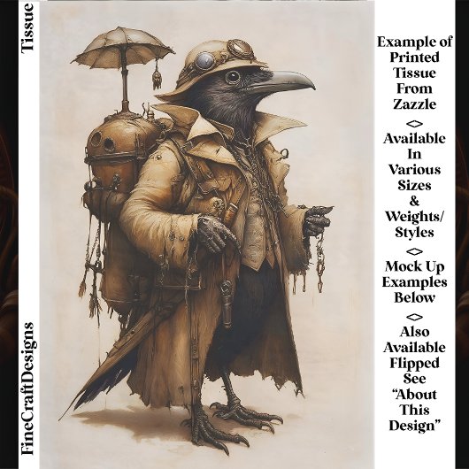 Steampunk Raaf Ontdekkingsreiziger EG7R Découpage Tissuepapier