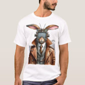Steampunk Rabbit Man Met een tv op Zijn Hoofd T-shirt (Voorkant)