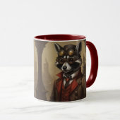 Steampunk Raccoon Artistiek Portret Mok (Voorkant rechts)