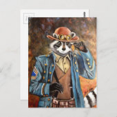 Steampunk Raccoon Briefkaart (Voorkant / Achterkant)
