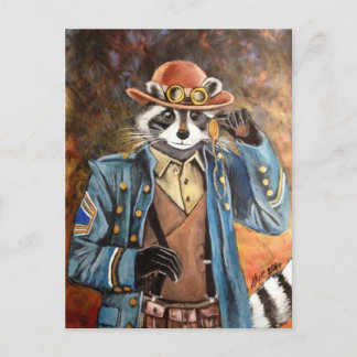 Steampunk Raccoon Briefkaart