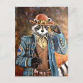 Steampunk Raccoon Briefkaart (Voorkant)