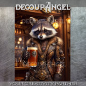 Steampunk Raccoon Proost - Decoupage - Tissuepapier