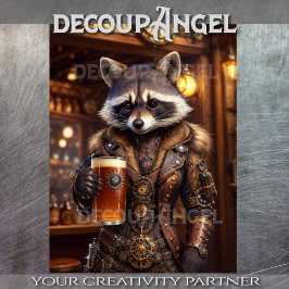 Steampunk Raccoon Proost - Decoupage - Tissuepapier