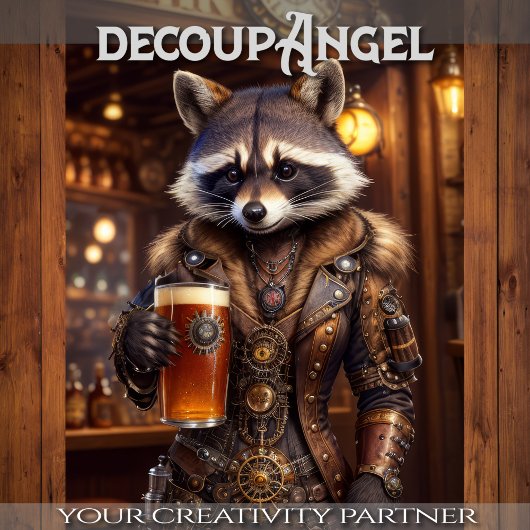 Steampunk Raccoon Proost - Decoupage - Tissuepapier