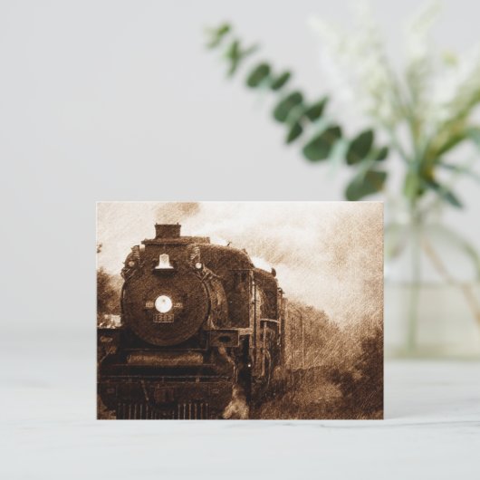 Steampunk Railroad Antiek Steam Train Briefkaart (Staand voorkant)