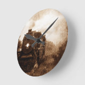 Steampunk Railroad Antiek Steam Train Ronde Klok (Hoek)