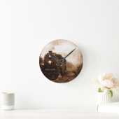 Steampunk Railroad Antiek Steam Train Ronde Klok (Huis)