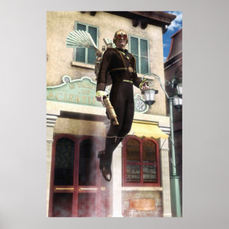 Steampunk-raket man poster