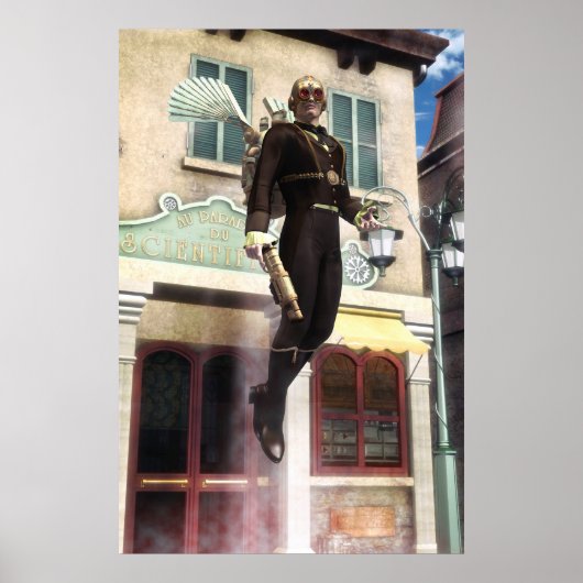 Steampunk-raket man poster (Voorkant)