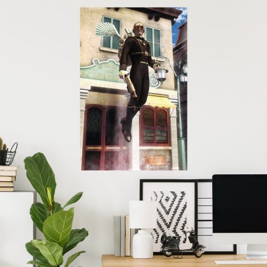 Steampunk-raket man poster (Thuiskantoor)