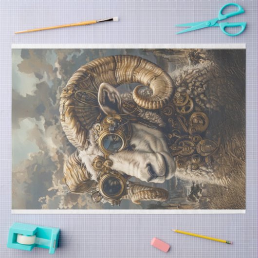 Steampunk Ram Horns Decoupage Tissuepapier (Craft)