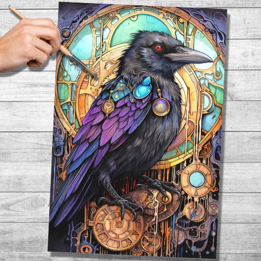 Steampunk Raven 3 Decoupage papier