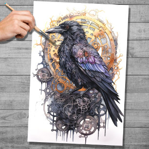 Steampunk Raven 4 Decoupage papier