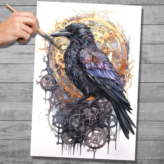 Steampunk Raven 4 Decoupage papier