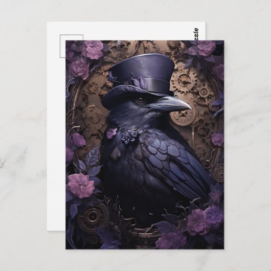 Steampunk Raven Briefkaart (Voorkant / Achterkant)