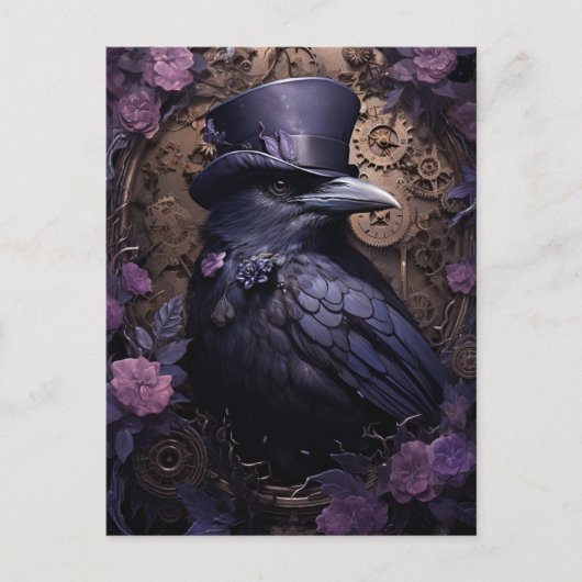 Steampunk Raven Briefkaart (Voorkant)