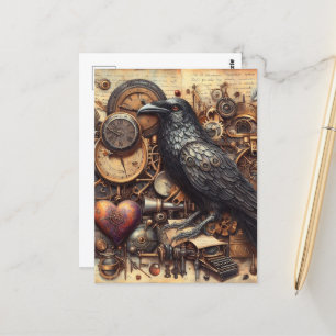Steampunk Raven Briefkaart