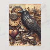 Steampunk Raven Briefkaart (Voorkant)