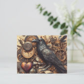 Steampunk Raven Collage Briefkaart (Staand voorkant)