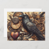 Steampunk Raven Collage Briefkaart (Voorkant / Achterkant)